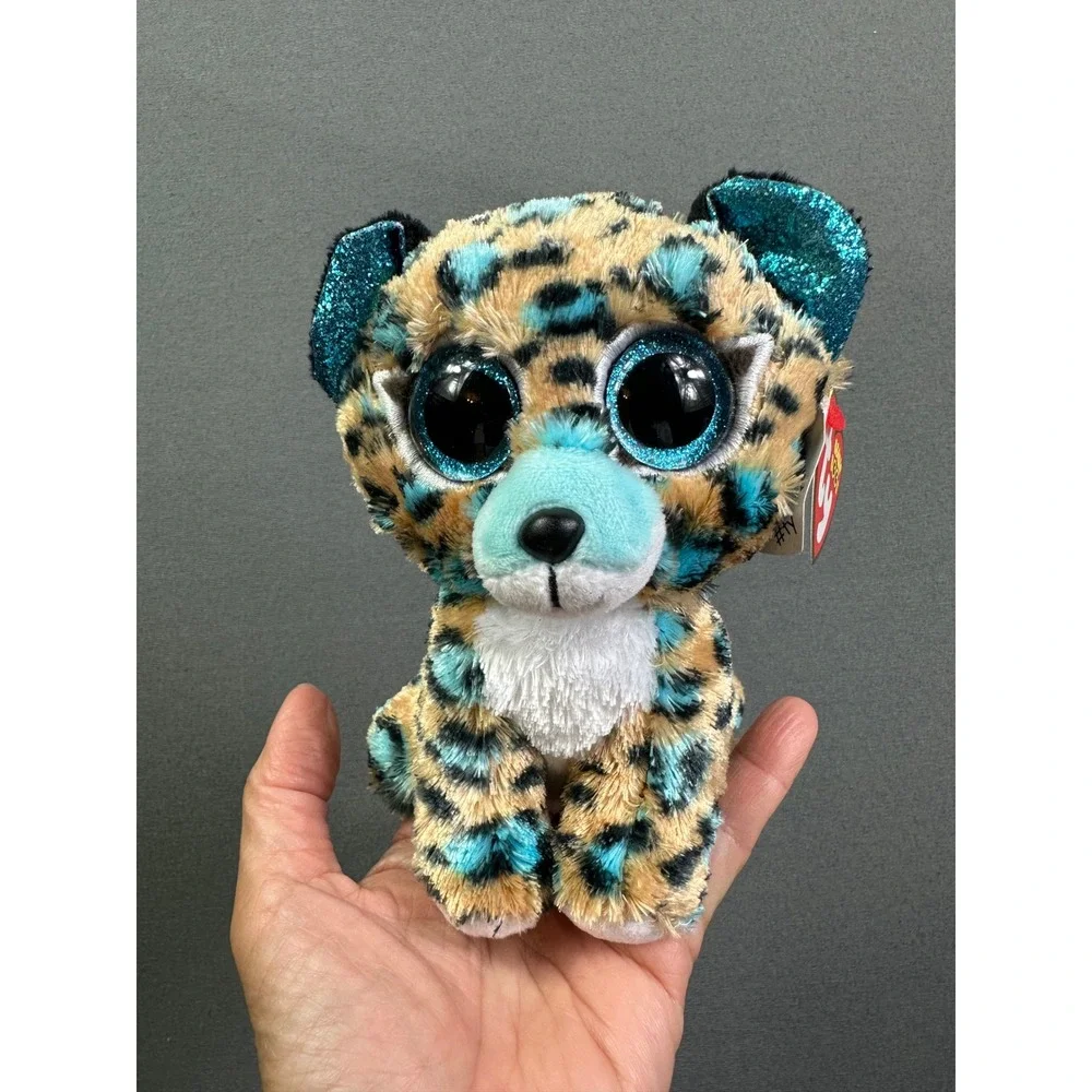 Ty Beanie Boos Leona Leopard Blue Spotted Plush Glitter Eyes 6 Inch Collectible‎